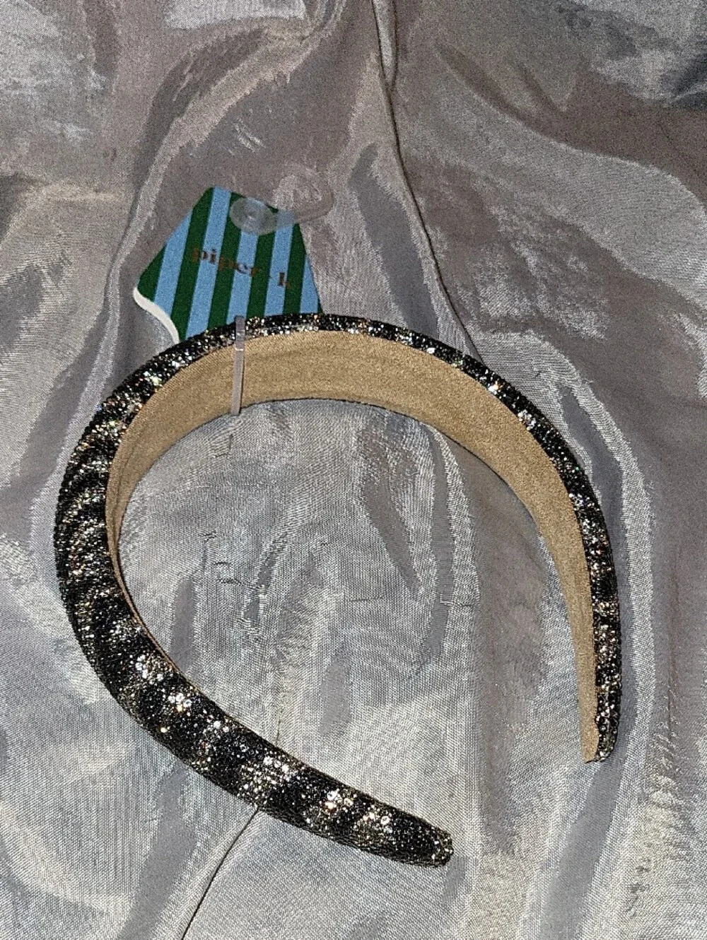 Piper K Sparkle Zebra Headband - Black & Silver Accent Bnwt Lpm